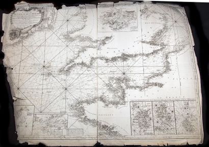 Carte ancienne Lot de 2 cartes a) Carte du Canal ou de la Manche, complet en deux...