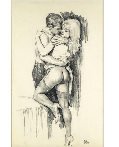 ASLAN (1930-2014)
Couple enlacé
Dessin crayon...