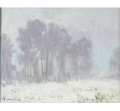 null Albert MALET (1912-1986)
Paysage de neige
Huile sur carton signée en bas à gauche
17,5...