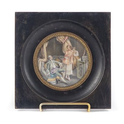 ECOLE FRANCAISE DU XVIIIe
Miniature, scène...