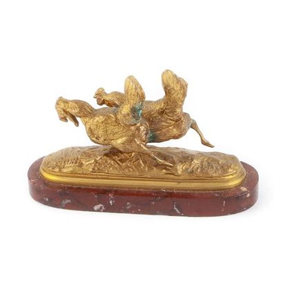 null Emmanuel FREMIET (1824-1910)
Les poules
Bronze à patine dorée, socle en marbre.
L....