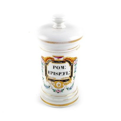 null Pot à pharmacie en porcelaine de Paris, pour "pommade"
H. : 27cm