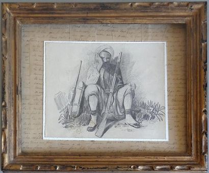 null ÉCOLE du XIXe
Zouave au repos
Dessin au crayon sur papier (contrecollé)
13,5...