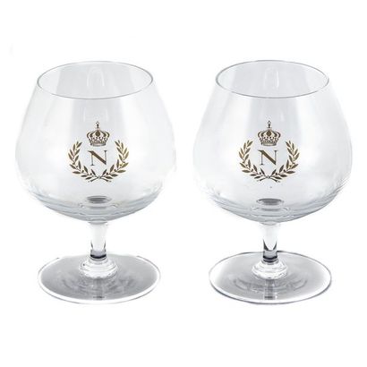 null Deux verres à cognac en cristal à l'emblème de Napoléon