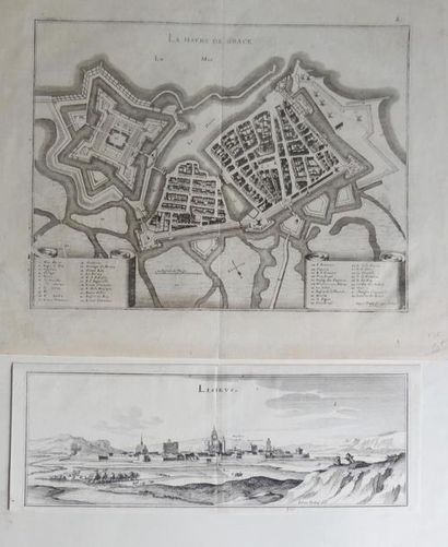 Plan du Havre et vue de Lisieux Deux gravures...