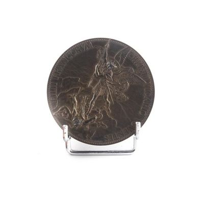 null Médaille en bronze commémorative Pie IX - St Michel terrassant le dragon.
D....