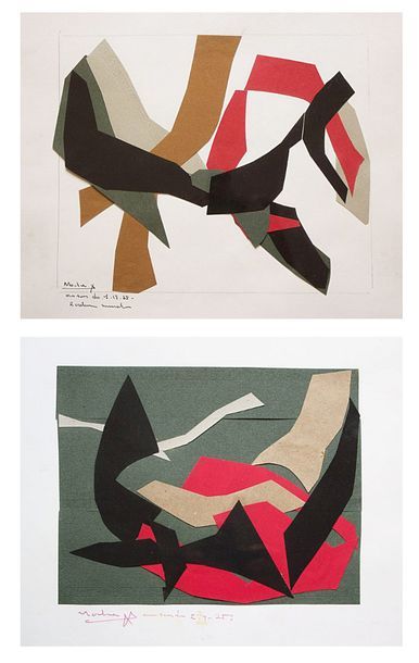 ROCHE René ROCHE (1932 - 1992)
Composition - 1975
Deux collages sur papier
L'un signé...