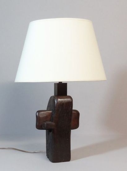 ART POPULAIRE Lampe en bois à tenon et mortaise...