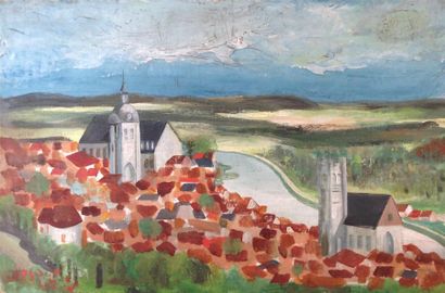 null Pierre GAUTIEZ (1922-2006)
Rivière et deux églises
Huile sur toile
27 x 41 ...