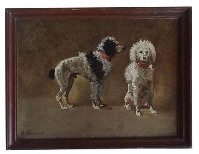 null Charles BOMBLED (1862-1927) 
Etudes de chiens
Huile sur toile
Signé en bas à...