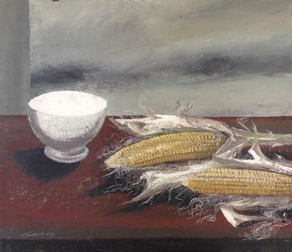 null Pierre GAUTIEZ (1922-2006)
Bol et maïs
Huile sur isorel
54 x 65 cm