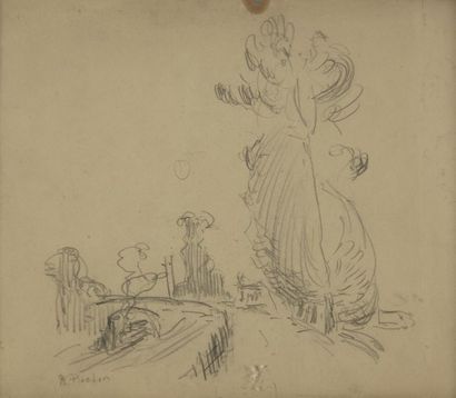 null Robert Antoine PINCHON (1886-1943)
Chemin de campagne, croquis
Crayon sur papier
Taches
26...