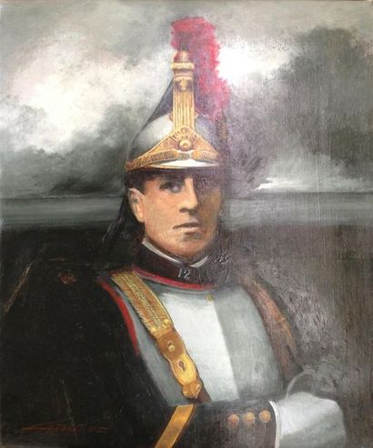 null Pierre GAUTIEZ (1922-2006)
Portrait de hussard
Huile sur toile
46 x 55 cm