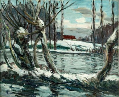 null Léonard BORDES (1898-1969)
Rivières sous la neige
Huile sur panneau 
Signé en...