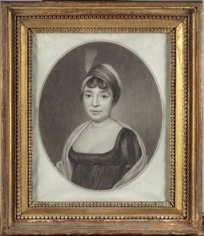 null Jacques-Antoine LEMOINE (1751-1824)
Portrait de femme
Crayon noir, estampe
25...