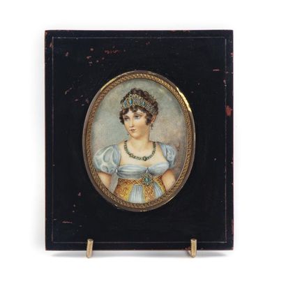 null D'apres Eugène ISABEY (1803-1886) - Epoque XIXe
Portrait de Caroline de Bonaparte
Miniature...