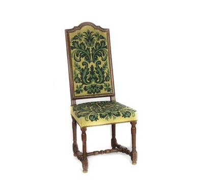 null Fauteuil de style Louis XIII, tapisserie au petit point moderne.