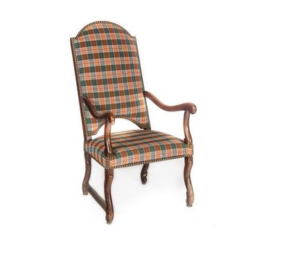 null Grand fauteuil de style Louis XIII, garniture écossaise.