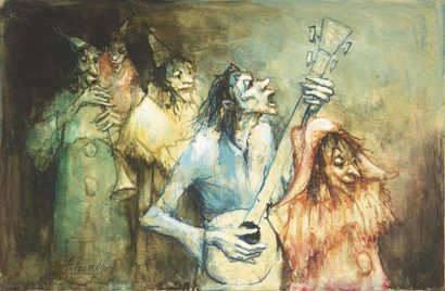 null Armand LOURENCO (1925-2004) 
Les musiciens
Huile sur toile
signé en bas à gauche
contre...