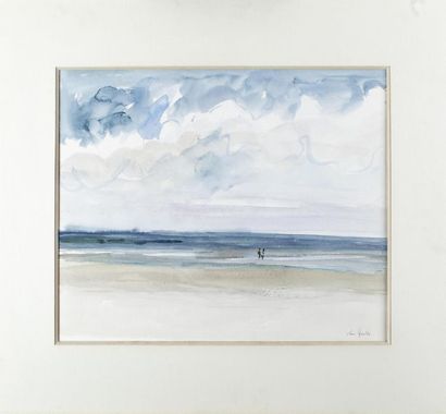 null Arthur VAN HECKE (1924-2003)
La plage à marée basse
Aquarelle
37 x 45 cm
