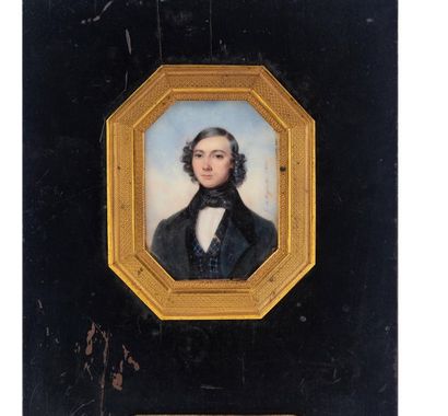 null C. de WEGIERSKI - Milieu du XIXe
Portrait de jeune homme au gilet écossais
Miniature...