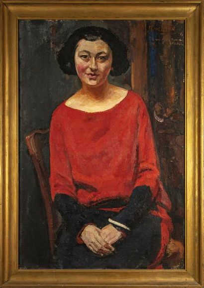 null Adrienne JOUCLARD (1881-1972) 
Portrait d'une femme assise
Huile sur toile 
Signé...