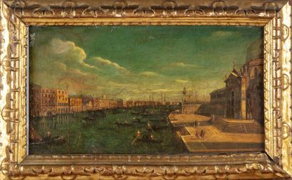 null ÉCOLE ITALIENNE du XIXe 
Vue de Venise
Huile sur panneau 
24,5 x 43 cm 
Cadre...