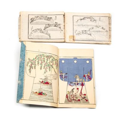 null JAPON, XIXe et XXe siècle 
Ensemble de deux livres illustrés d'estampes en noir...