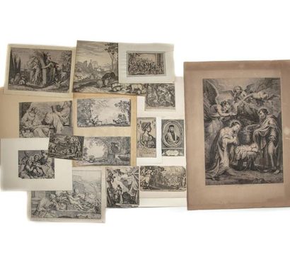 null Ensemble de 13 gravures des XVIe et XVIIe siècles d'après RAVESTEIN, RUBENS...