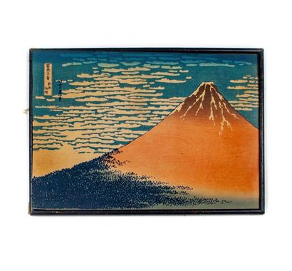null HOKUSAI (KATSUSHIKA (1760-1849) 
Le Fuji par temps clair 
Estampe en couleur...