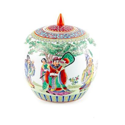 null CHINE
Vase boule couvert en porcelaine à décor de chinois et poème.
H. : 25...