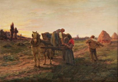 Ernest CHATEIGNON (Paris 1863 - 1910) Les Moissons Sur sa toile d'origine 31 x 46...