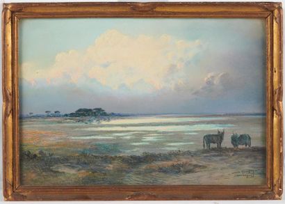 null Albert GOUGET (1869-1919)
Paysage de Camargue
Pastel sur papier, signé en bas...