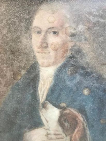 null ECOLE FRANCAISE du XVIIIe siècle 
Portrait d'un homme avec un chien 
Portrait...