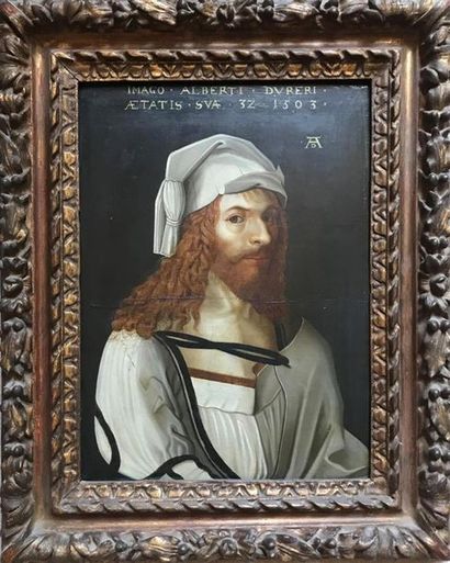 null ECOLE ITALIENNE du XIXe siècle d'après Albrecht DURER (1471-1528) 
Autoportrait...
