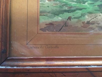 null * ECOLE MODERNE 
La Chataigneraie, Chateau de Corbeville, Orsay, Sept. 1897.
Aquarelle...