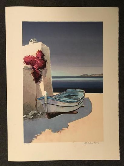 null Jean-Pierre BERTAUX-MARAIS (1936)
Barque à Delphes
Trois estampes en couleurs,...