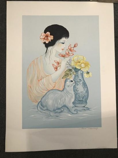 null Mara TRAN-LONG (1935)
Jeune femme au chat, Jeunne femme au chat et bouquet de...