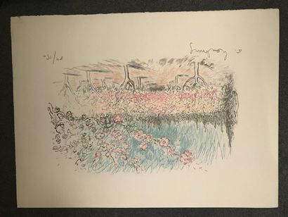 null André HAMBOURG (1909-1999)
Verger en fleurs
Lithographie, numérotée 84/150 en...
