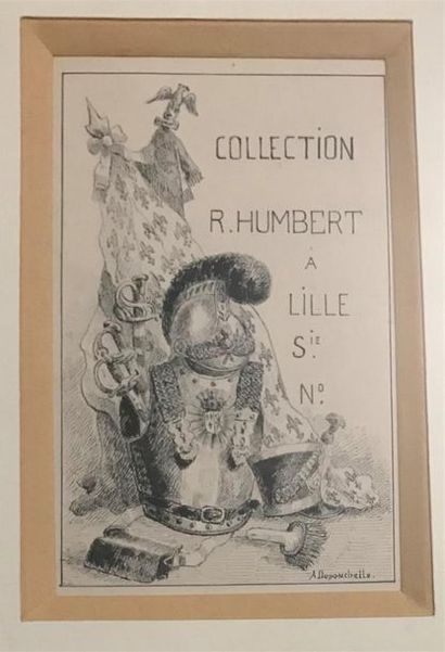 null Gravure en noir sous verre : Collection de R. Humbert à Lille 
12,5 x 7,5 cm...