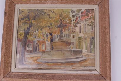 null Jeanne GUYOT-GUILLAIN (1893-1982)
La fontaine Marulaz à Besançon
Aquarelle sur...