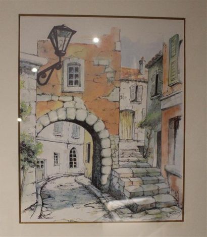 null BERTIN Roger (1915-2003)
Village de Provence
Sérigraphie en couleurs, signée...