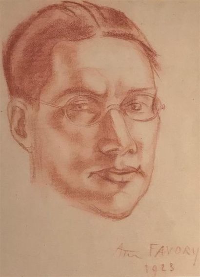 null André FAVORY (1888-1937)
Portrait d'homme, 1923
Sanguine sur papier, signé et...