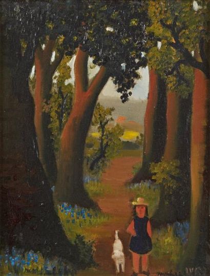 Madeleine LUKA (1894-1989) Sous-bois Huile sur toile, signée en bas à droite, contre...