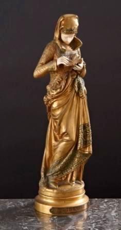 Ernest CARRIER-BELLEUSE (1824-1887) « La liseuse » Statuette chryséléphantine, épreuve...