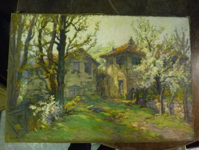 Etienne de MARTENNE ( 1868 - 1920) Printemps dans l'Aveyron. Huile sur toile signée...