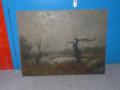 Etienne de MARTENNE ( 1868 - 1920) Paysage aux arbres morts. Huile sur toile signée...