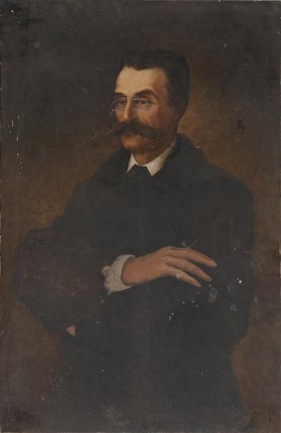 Etienne de MARTENNE ( 1868 - 1920) Autoportrait Huile sur toile. 100 x 65 cm.