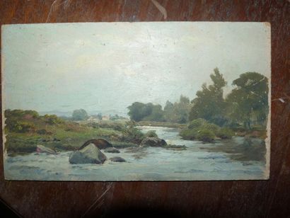 Etienne de MARTENNE ( 1868 - 1920) Rivière en Morvan Huile sur isorel. 14 x 24 c...