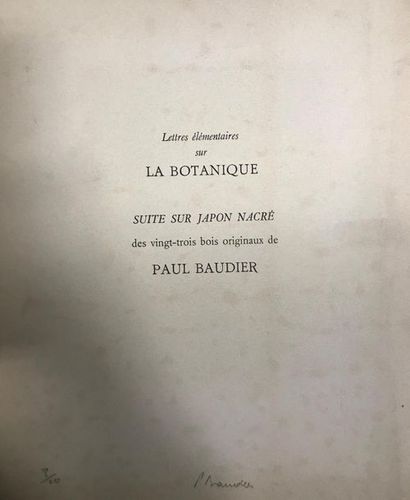 null Paul BAUDIER, Lettre élémentaire sur la botanique.
23 bois gravés et un dessin...